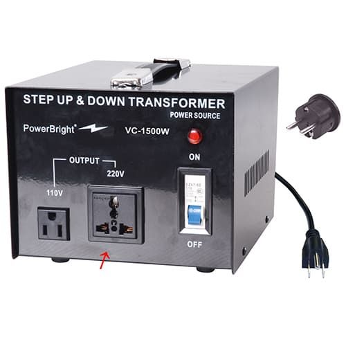 (image for) Power Bright, VC-1500W, 1500 Watt heavy duty voltage converter for continuous use. This Voltage Converter is to be used in 110 volt countries and 200-220-240V countries