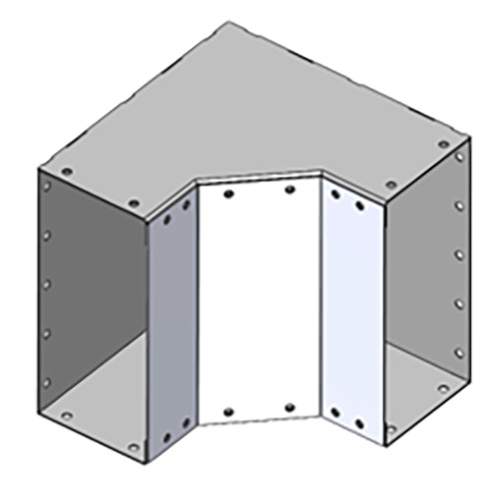 (image for) Blendtron, CTR-15, H Corner Connector,10"wide X 10" Long X 10" H, Type 1 indoor enclosure, UL50 Pending, Black Powder coated steel finish