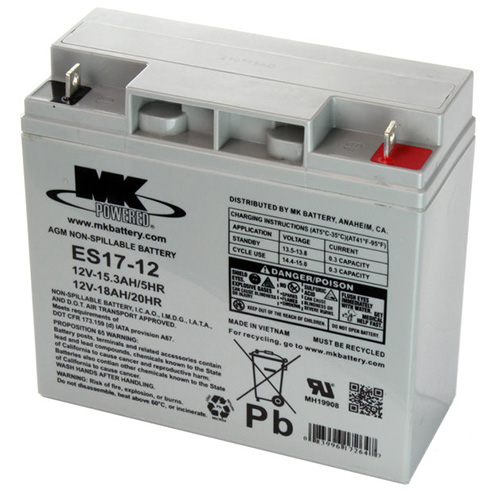 (image for) MK Battery, ES17-12, 12V, 18AH, Mainenance-Free Rechargeable Sealed Lead-Acid Battery